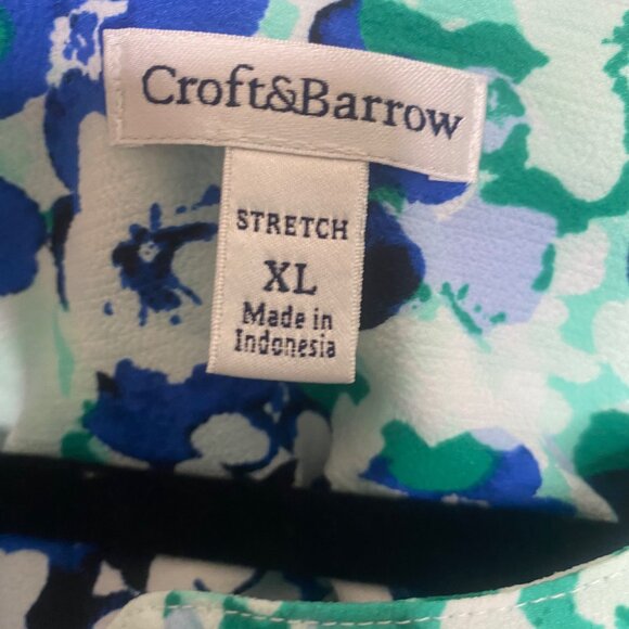 Croft & Barrow Womens Floral Print‎ Stretch Blouse XL 3/4 Sleeve Button Front - Picture 2 of 11